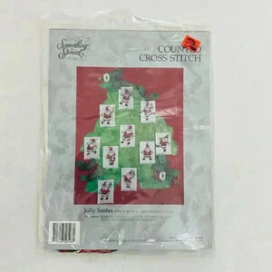 Candamar Design Jolly Santas Counted Cross Stitch Kit Christmas Ornaments 50596